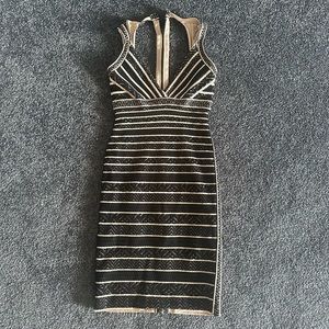 Herve leger striped bandage dress , size XS like new